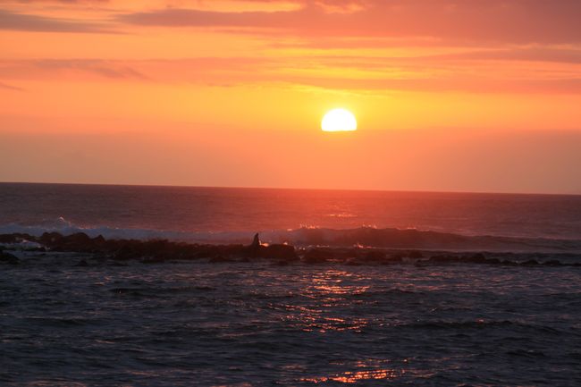 Erster Sonnenuntergang auf den Galapagos - Loberia, San Cristobal