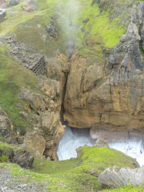 Blowhole, water sprays out from above