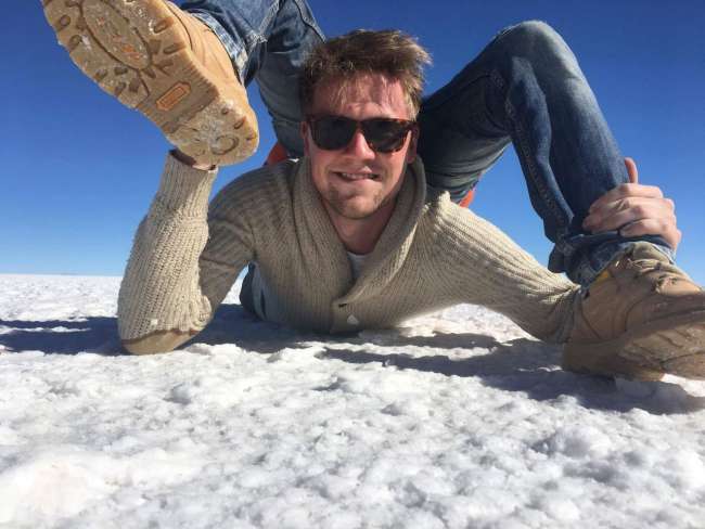 Uyuni Salt Flats - Tom being so flexible