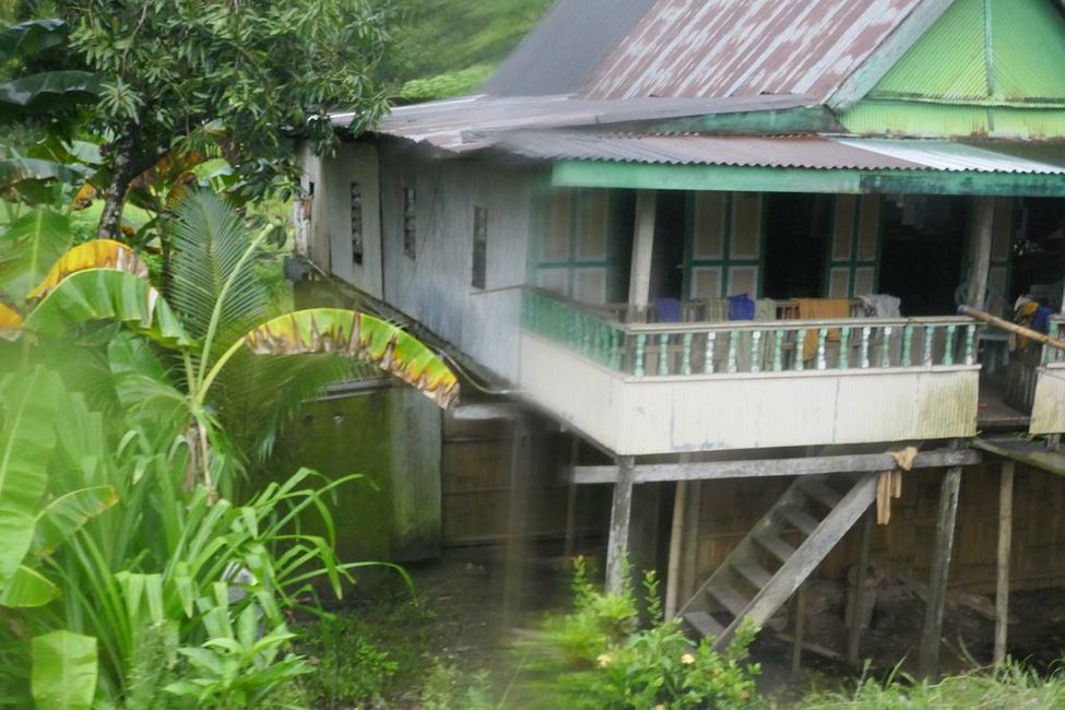 Most houses are built on stilts in the water