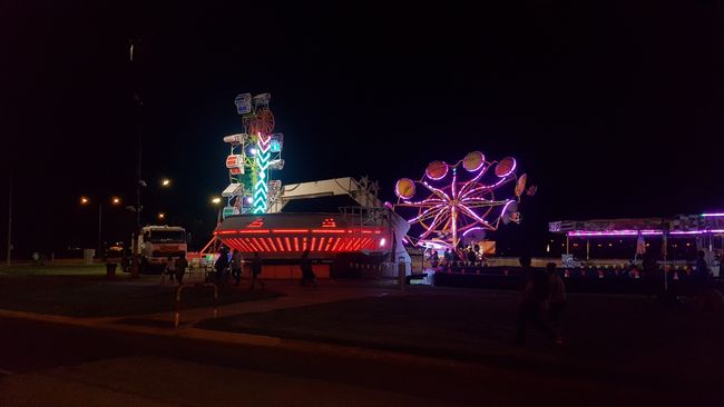 The fair at night.