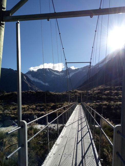 Swing bridge auf dem Hooker Valley Track