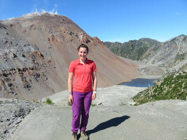 Me in front of the smoking Chaitén volcano