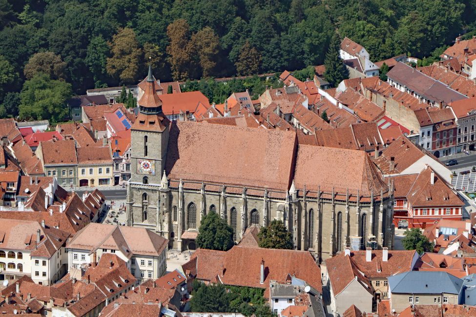 The Black Church (Biserica Neagra) viewed from Mount Tampa in detail.