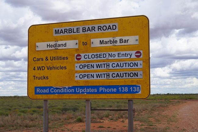 In 2002, we turned here to Marble Bar. Today, it's closed for regular vehicles, only 4WD allowed through
