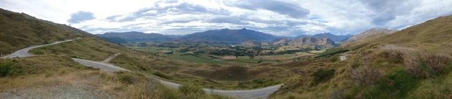 View of Queenstown and the road to the Coronet Peak Ski Resort