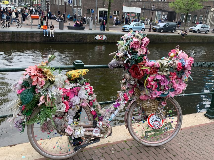 Werk des Amsterdamer Blumenfahrrad Mannes