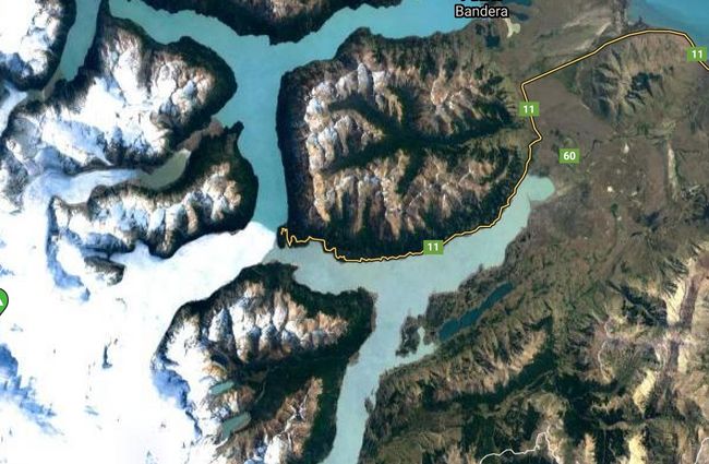Satellitenbild mit Gletscher und dem Lago Argentino