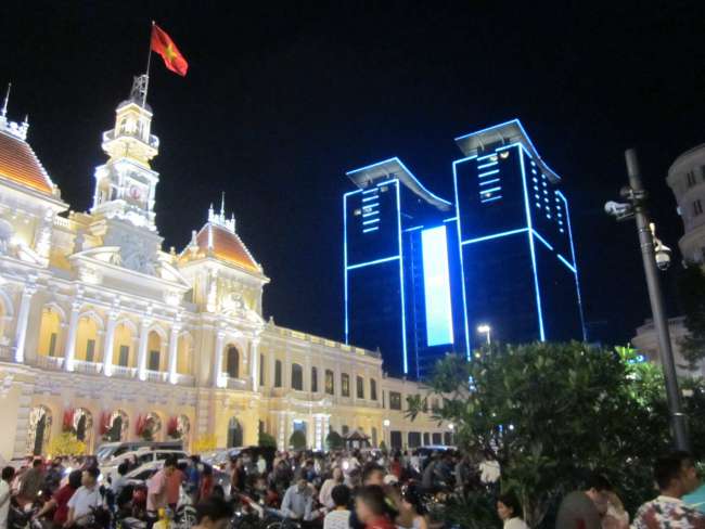 Saigon City Hall at night