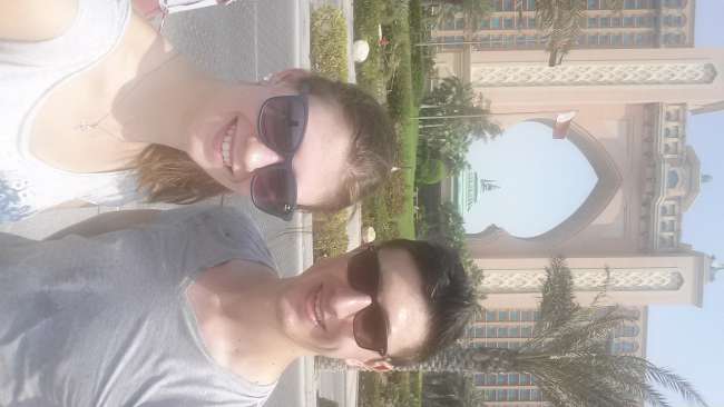 Us in front of the Atlantis Hotel
