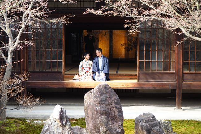 Zen-Tempel Kennin-Ji. Paar das Fotoshooting macht. 