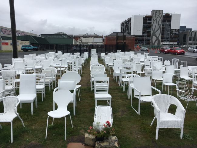185 Empty White Chairs in Christchurch 