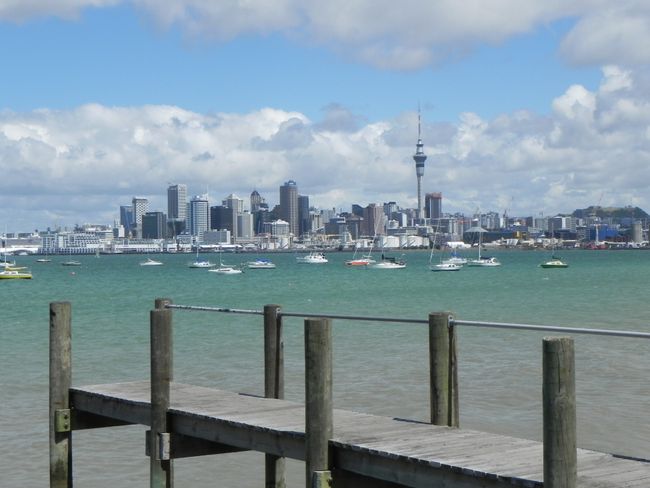Skyline von Auckland vom Sulphur-Reserve