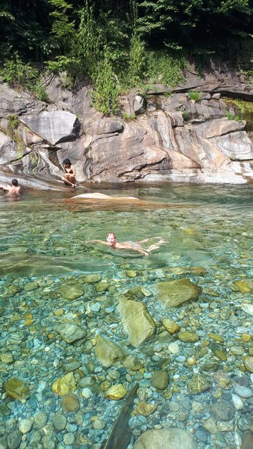 Swim in the cold river, Ticino