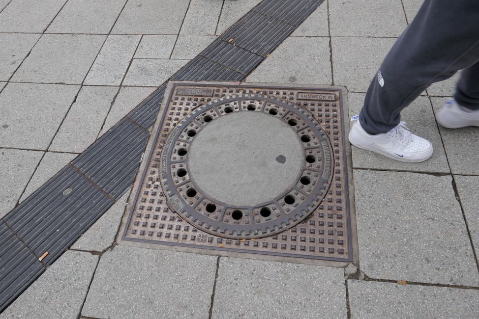 Manhole covers at the train station that play music