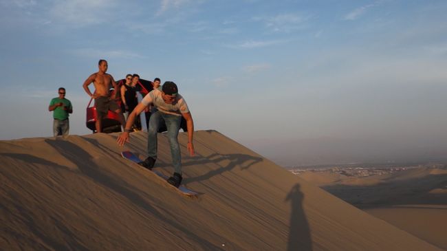 Sunset in the dunes at Huacachina