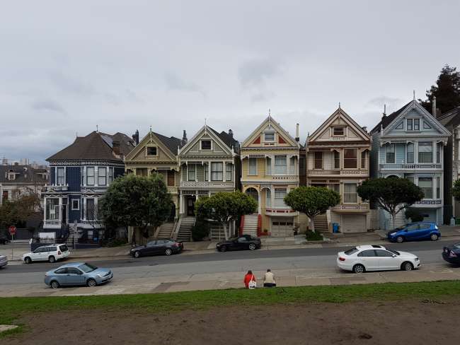 May I introduce: The Painted Ladies! The Victorian style group of houses is very pretty to look at... as are the other houses around Alamo Square