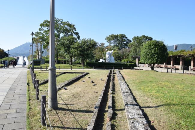 The remains of the prison on which the Peace Park now stands