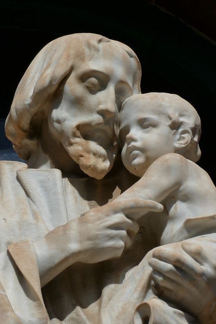 A rare sight: Josef with the baby Jesus