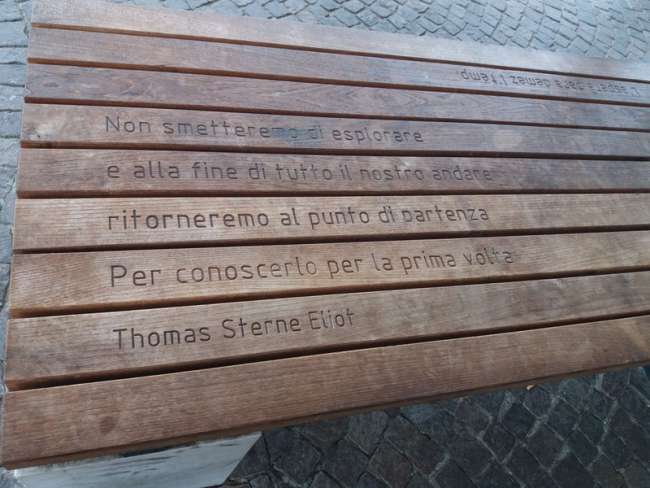 Poetry on the bench at the train station