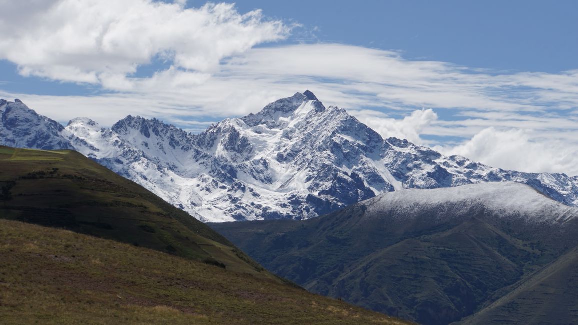 The towering snow-capped peaks of the Andes