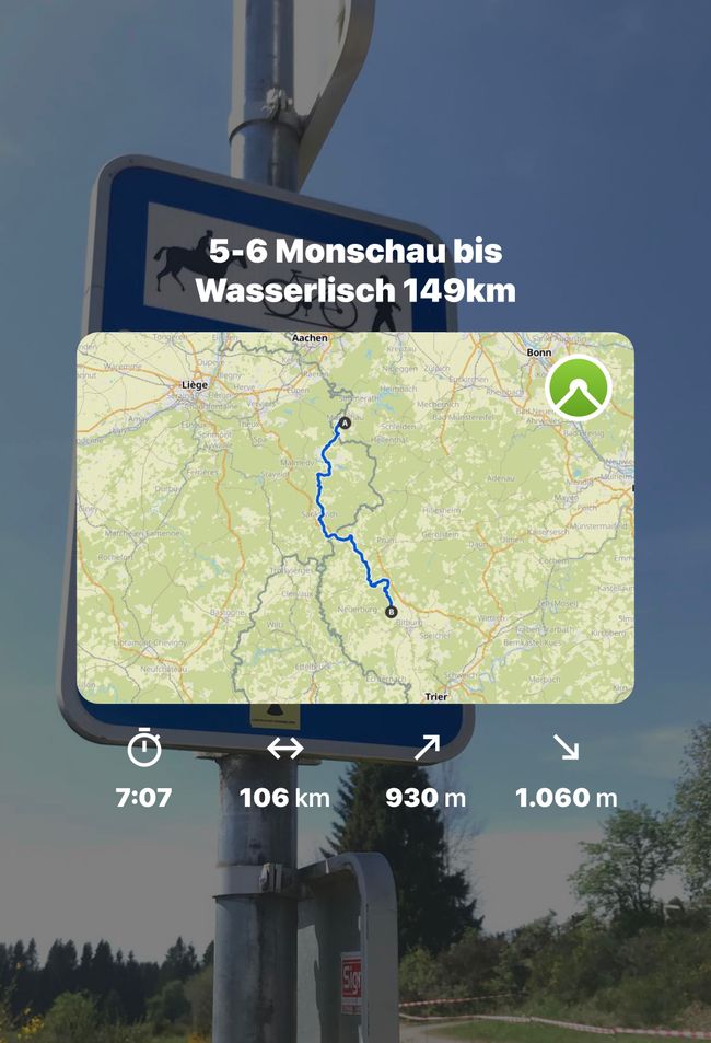 5th day from Monschau to Biersdorf 106 km/ 945 km
