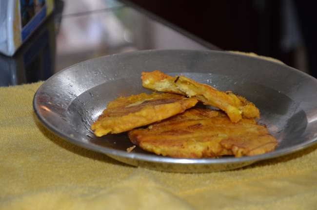 Patacones after frying... I love it