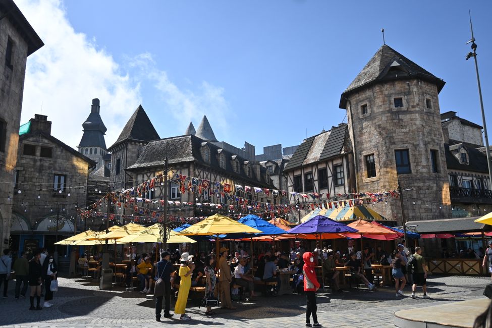 Medieval square with beer festival atmosphere