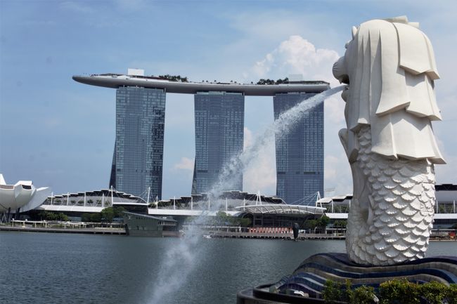 The Merlion in the foreground