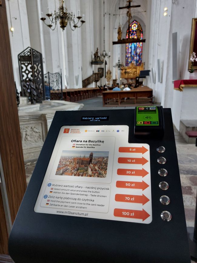 Modern donation machine with card reader