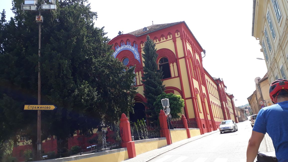 A colorful town hall.