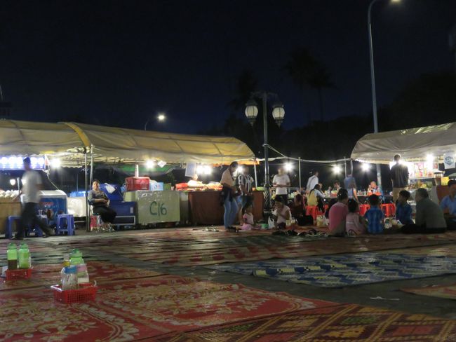 "Restaurants" at the night market in Phnom Penh