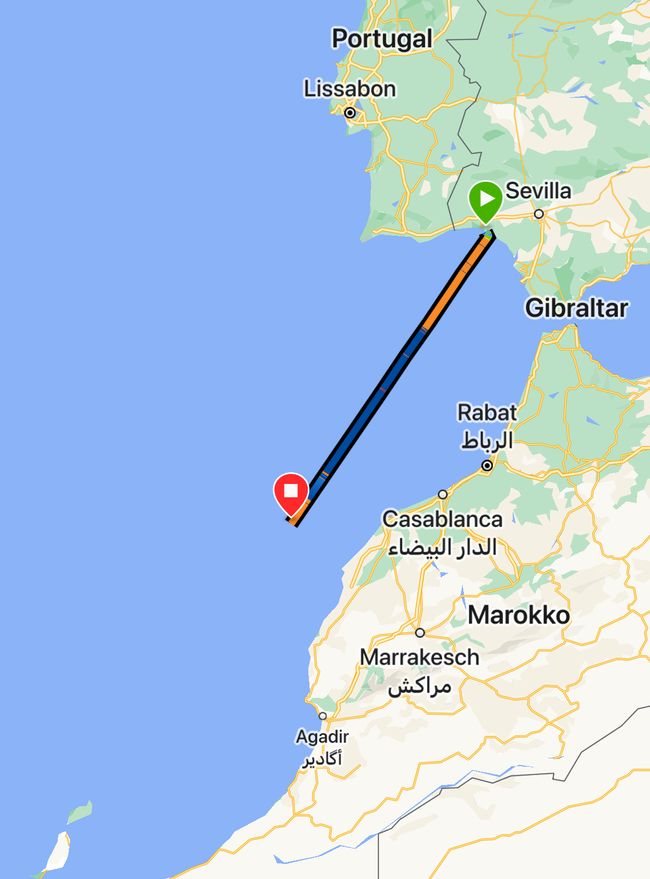 Zum Hafen in Huelva und Seereise Teil 1, Tag 40