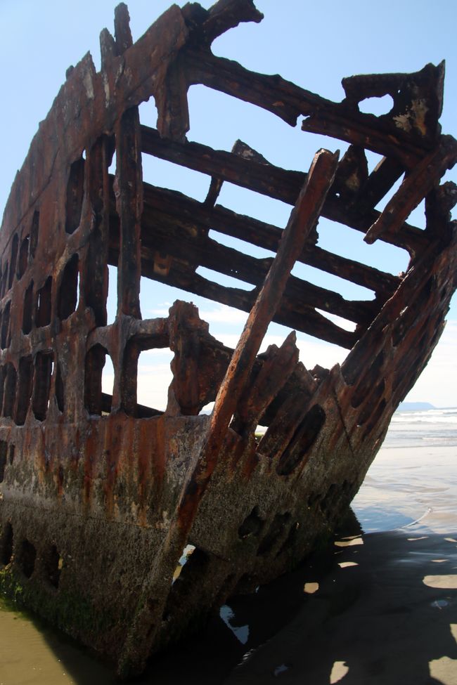 Wreck and haystack on Oregon's north coast