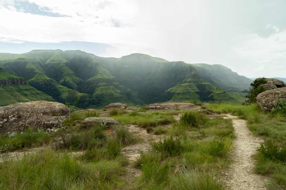 Die surreal grüne Landschaft der Drakensberge