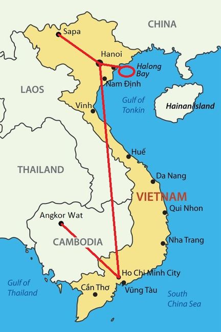 Unsere Vietnamreise beginnt im Norden und endet im Süden, wo wir noch einen Abstecher nach Kambodscha einbauen