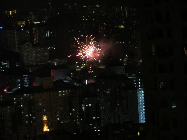 Fireworks for National Day - right at 12:00 am. Unfortunately, it was quite loud, and I actually wanted to sleep...