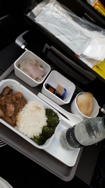 Das Essen im Flugzeug ist ganz genießbar.