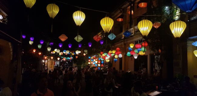 The many lanterns gave the alleys a picturesque glow