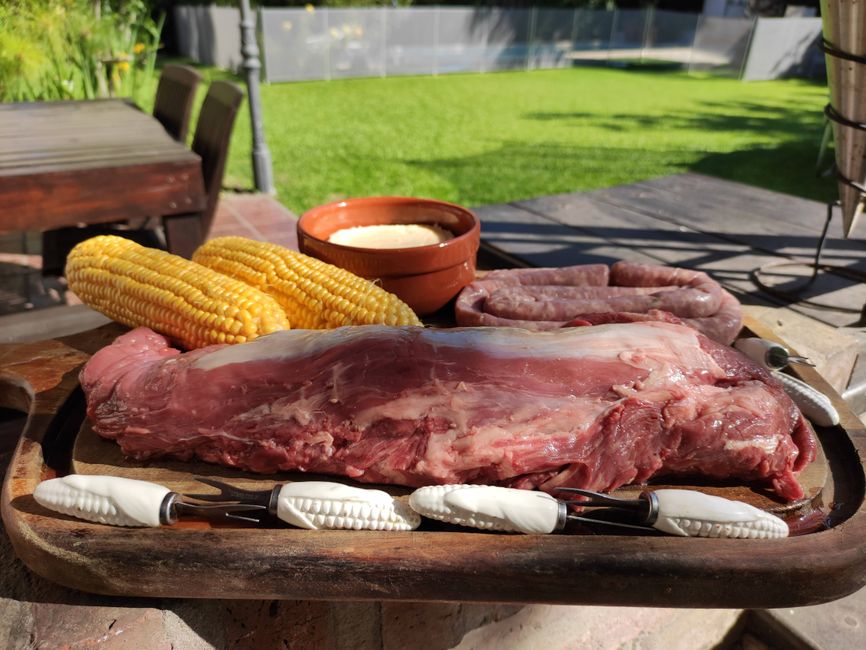 First own Asado in our garden with Oliver