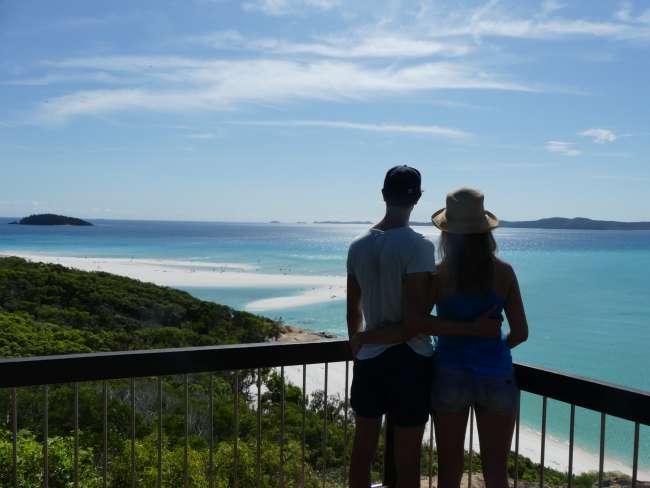At the Hill Inlet Lookout - view of Whitehaven Beach