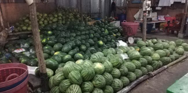 Wassermelonen beim Steaßenstand