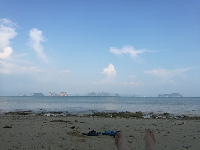 Relaxing on the beach (during low tide).