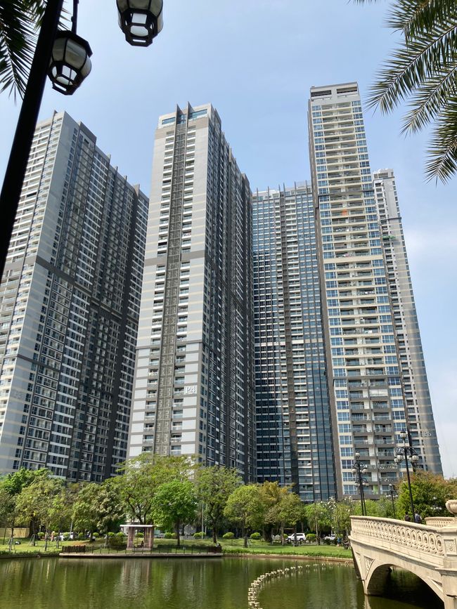 Some of the high-rise buildings in the Vinhomes neighborhood