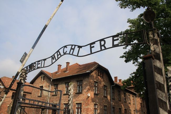 the famous entrance of Auschwitz I