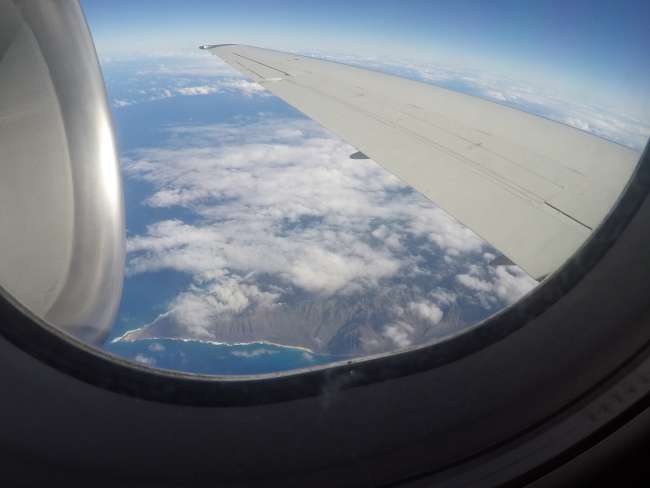 In the plane above Oahu