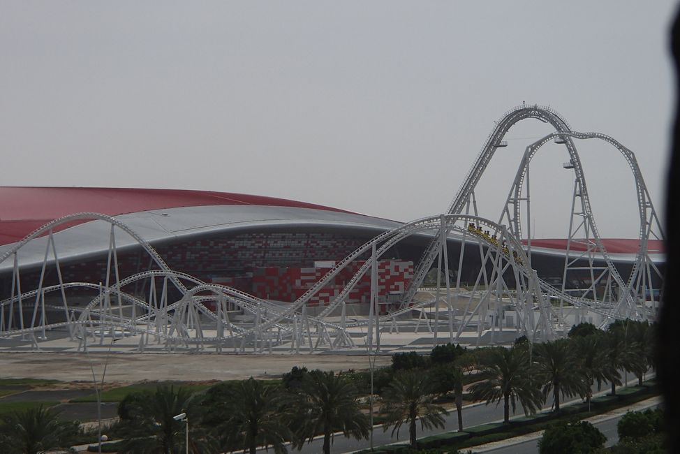 Yas Waterworld, view of the Flying Aces & Ferrari World