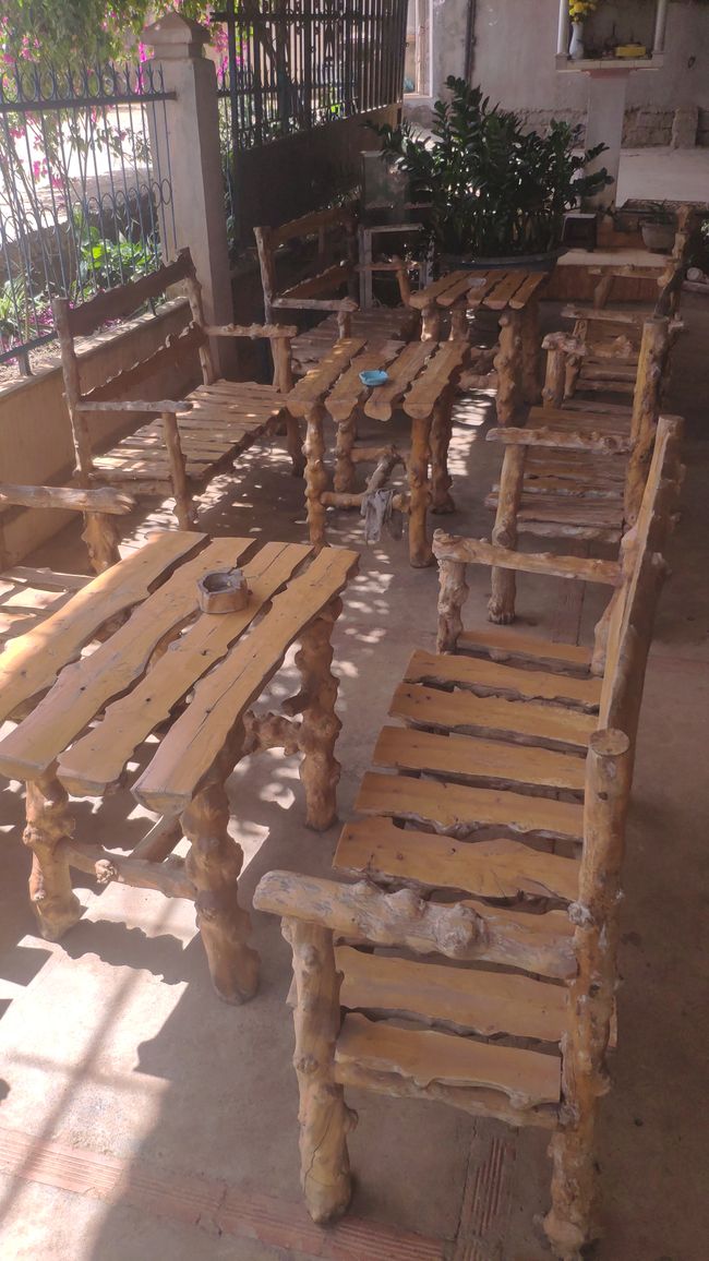 Furniture made from coffee tree wood