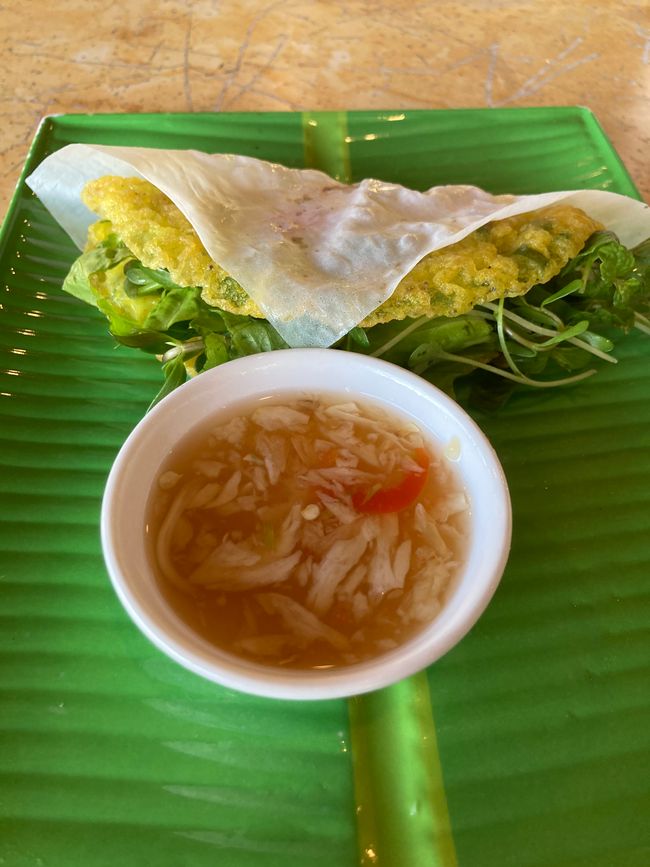 Banh xeo with fish sauce