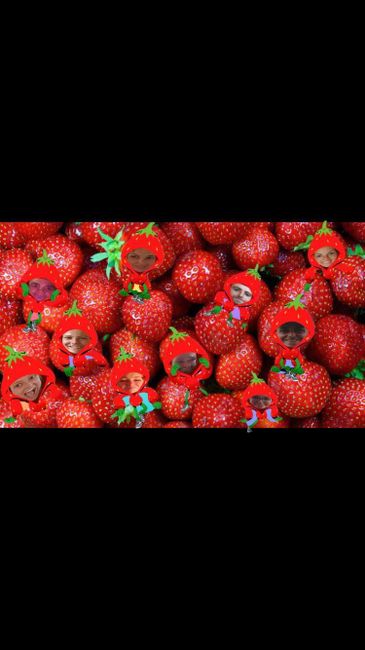 Die Strawberry-Crew. Dieses Bild hängt jetzt in der Küche vom Hostel.... 😬